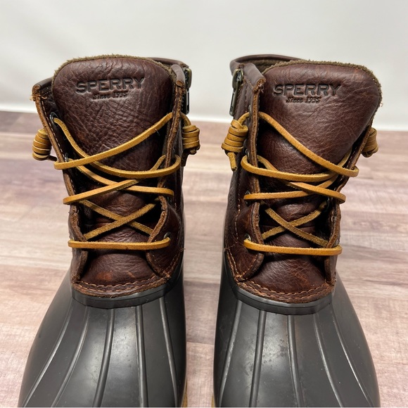 Sperry Topsider Womens 7m Brown Leather Duck Boots. Rain Boots. Side Zip. Rubber - Picture 5 of 14